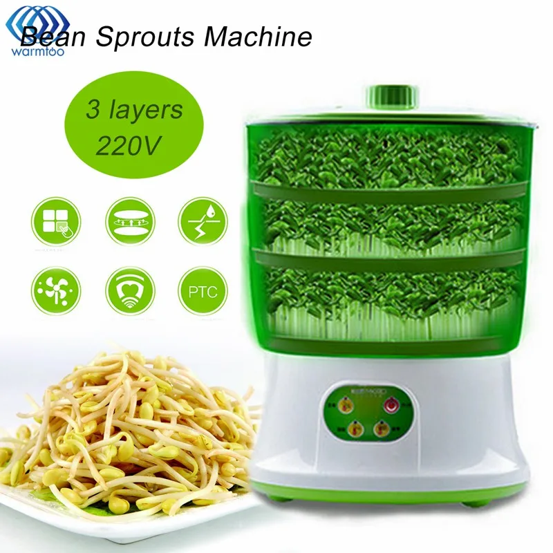 Automatic Bean Sprout Machine Three Layers US Plug Multifunctional Homemade Sprout Bud Machine Intelligent Microcomputer Control
