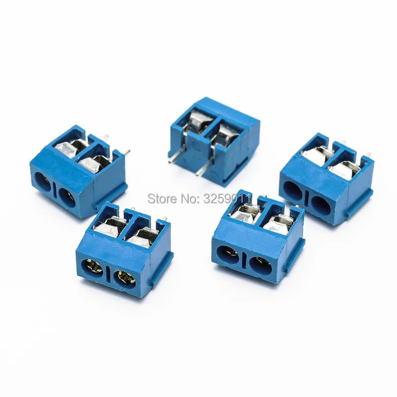 

10PCS Small Electrical Connectors KF 301-2P Blue Iron 5.0mm Straight Pin PCB Screw Terminal Block Connector