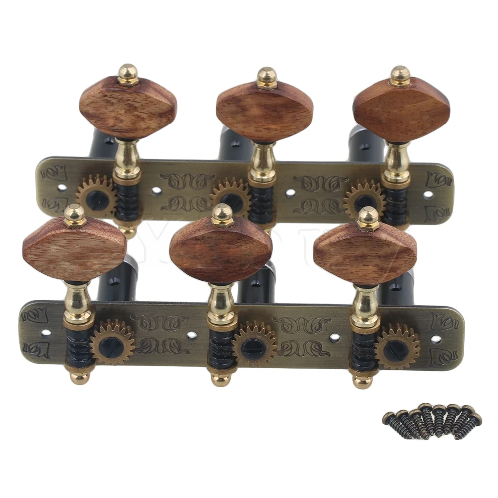 Yibuy 110x45x31mm Bronze Color Aluminum Alloy 3R3L Tuning Keys