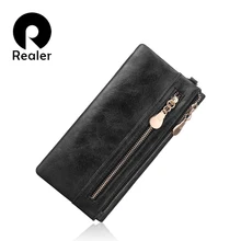 REALER женский кошелёк из искусственной кожи, женский клатч, дизайн длинный кошелёк высокого качества для женщин, кошельки большой емкости