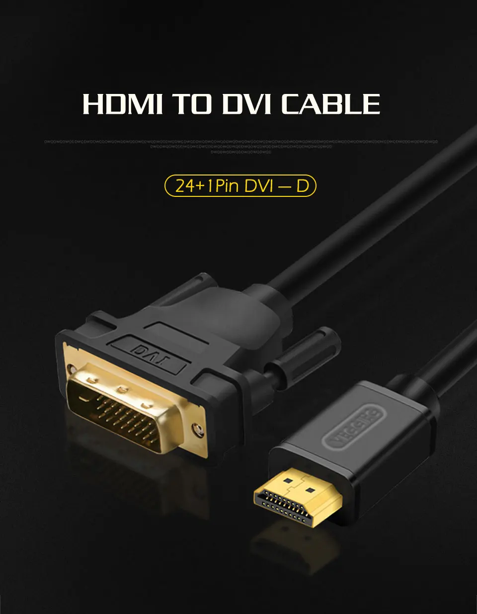 HDMI to DVI Male to 24+1 DVI-D Male Adapter Video Cable Gold Plated 1080Pfor LCD DVD HDTV XBOX Projector High Speed 1m 2m 3m 5m (1)