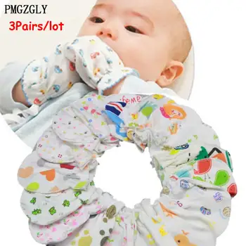 3 paia/lotto neonato guanti antigraffio guanti bambino cura dei bambini accessori guanti guanti in cotone per guanti da 0 a 24 mesi