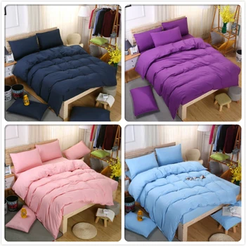 

Top Quality Plain Pure Color Soft Cotton Bedding Sets 3pcs/4pcs Bed Linen Kids Cotton Single Twin Queen King Size Duvet Cover 2m