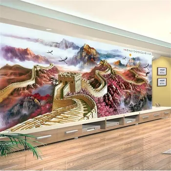 

Magnificent mountains and rivers Rising sun Miles of the Great Wall never fall TV background wall manufacturers wholesale wallpa