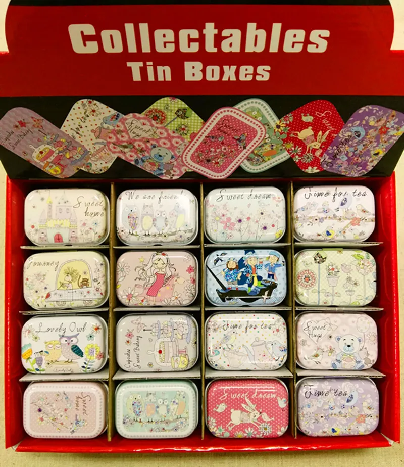

32pcs/box Cartoon Dance Girl print Tin Box Metal Coin Saver Small Jewerly Case Pill case 16 designs Chocolate Box