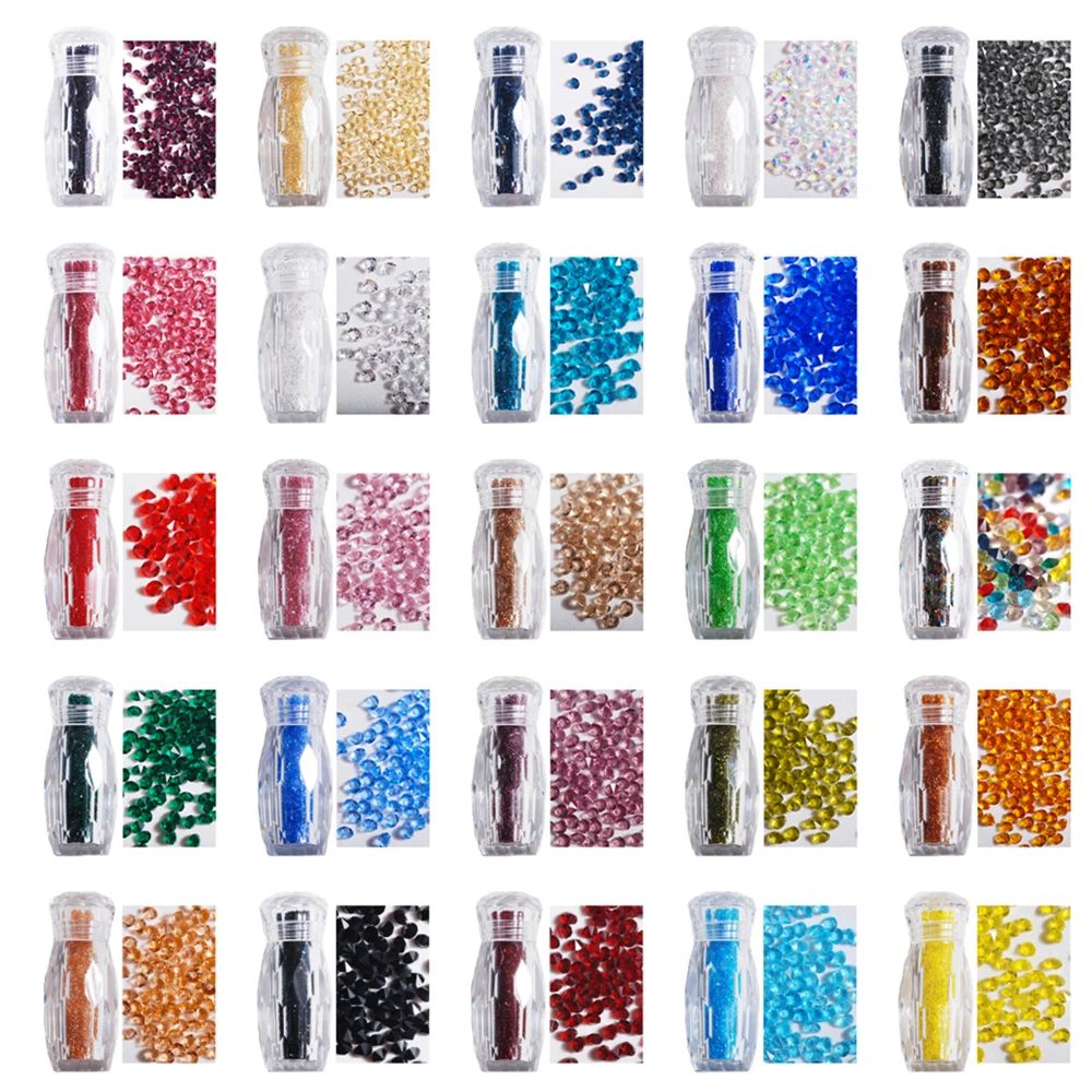 2880 шт/бутылка 1,1 мм кристально чистый цвет ногтей художественные стеклянные разноцветные стразы микро алмазные Пикси DIY Маникюр 3D украшения