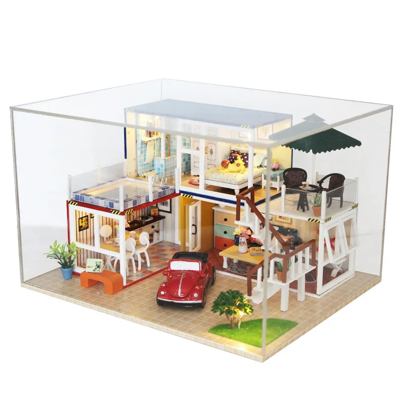 

Hoomeda 13842Z Container Home B With Music Cover Light DIY Handmake Dollhouse Kit 3D Japanese Style Toy Gift For Children