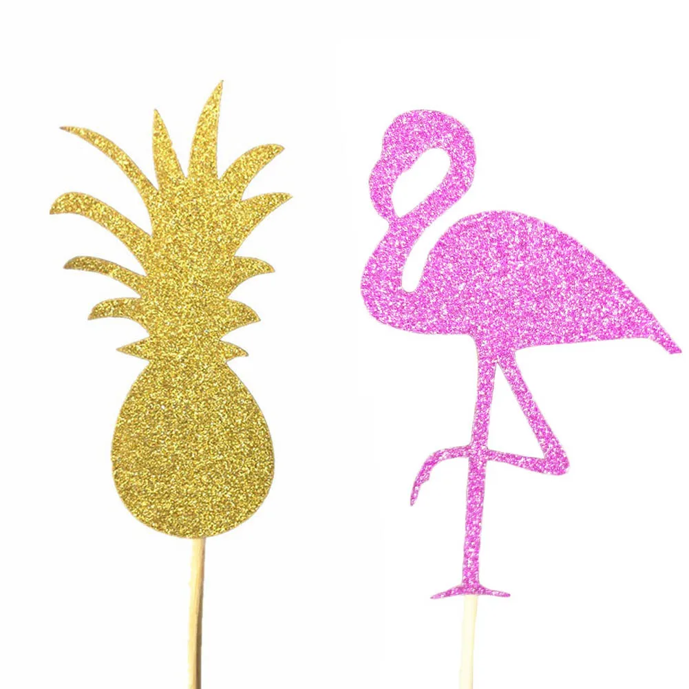 10pcs Pink Flamingo Party Decoration Cupcake Topper Picks Tropical