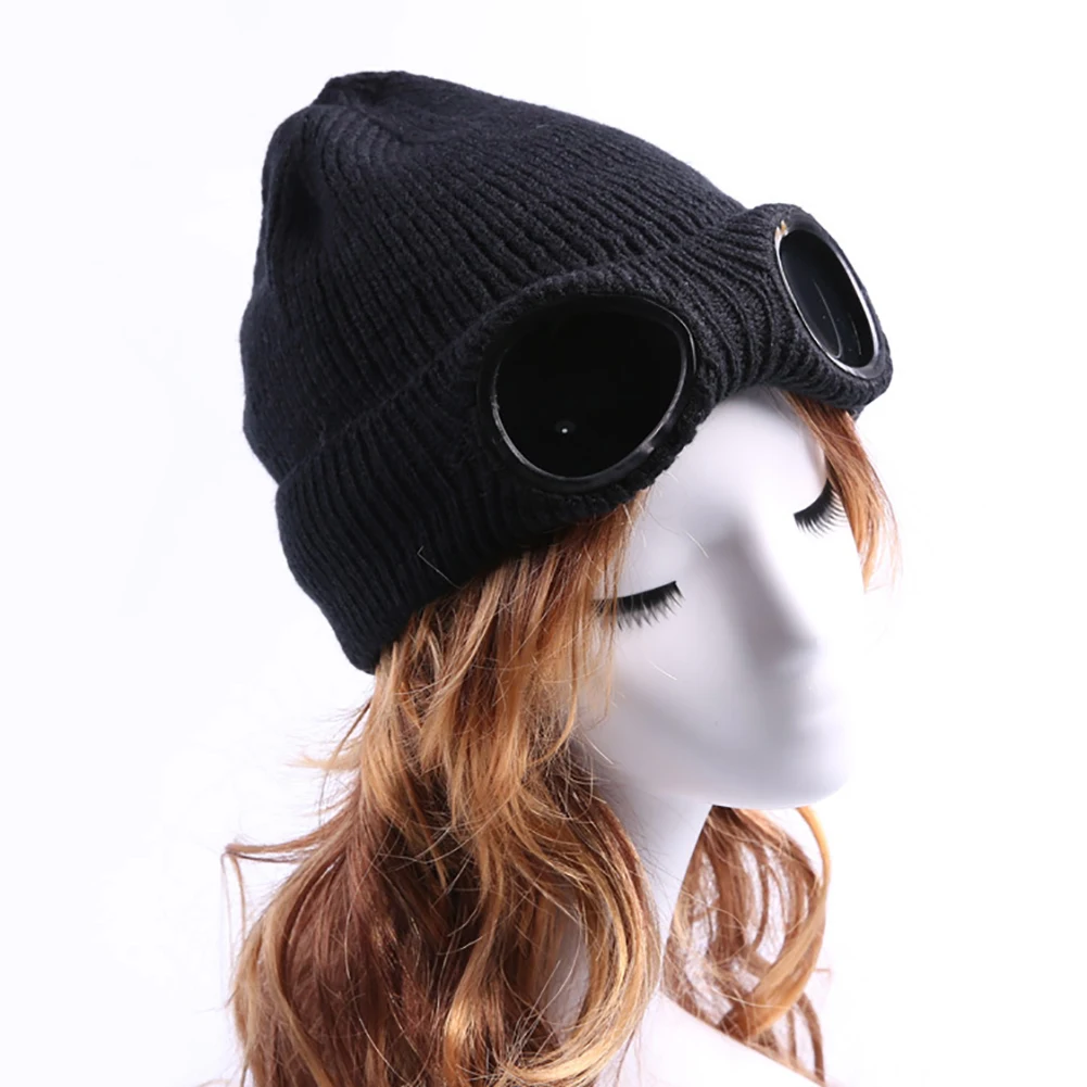Novelty Dual Use Hats Female Glasses Winter Beanie Warm Hat Knitted
