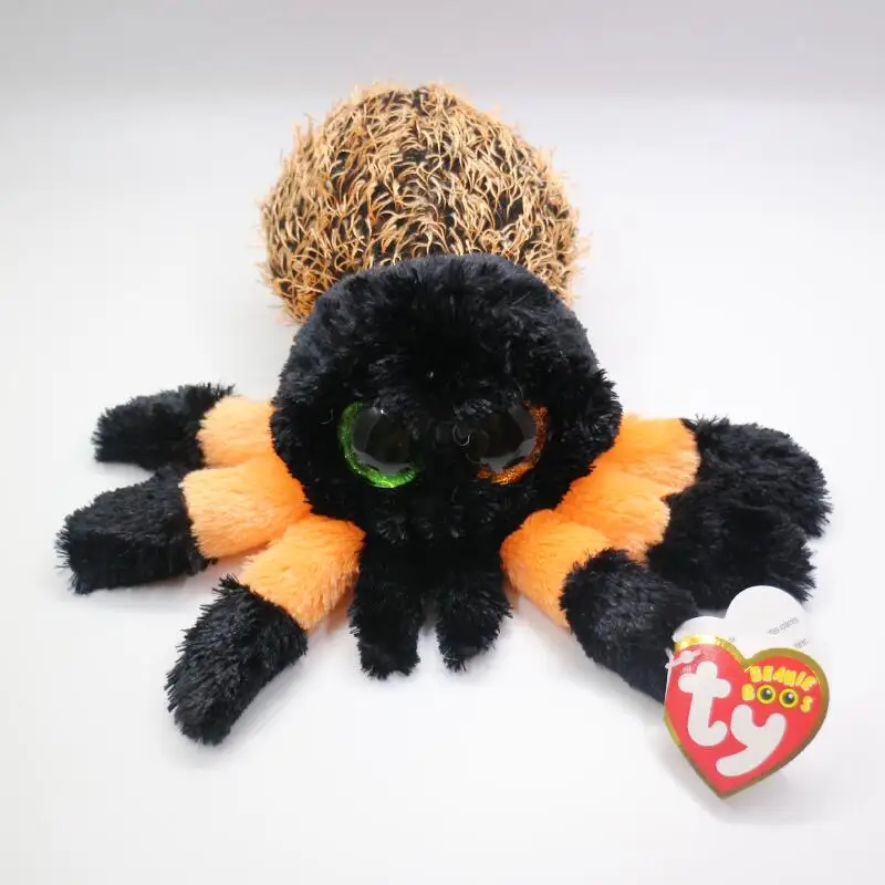 6" TY Beanie Boo's Hairy Spider Black Orange Hallowee Glubschi Eye