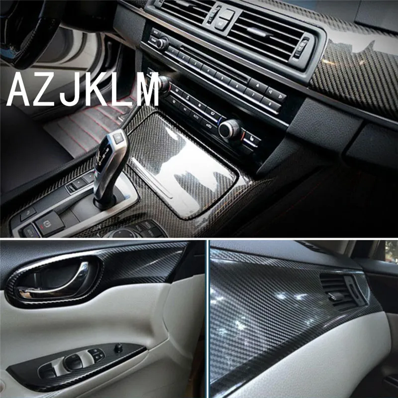 12/"x60/" 5D Ultra Shiny Gloss Glossy Black Carbon Fiber Vinyl Wrap Sticker Decal
