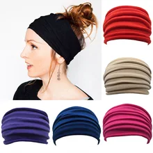1 Piece New Women Wide Nonslip Headband Stretch Hairband Elastic Headwrap Hair Folds Band Accessories