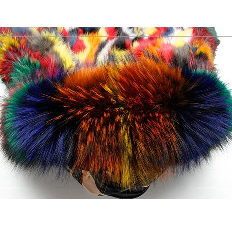 2018 New Winter Jacket Women Long Real Fox Fur Coat Female Warm Fur Jackets Natural Raccoon Fur Collar Real Fur Lined Parka