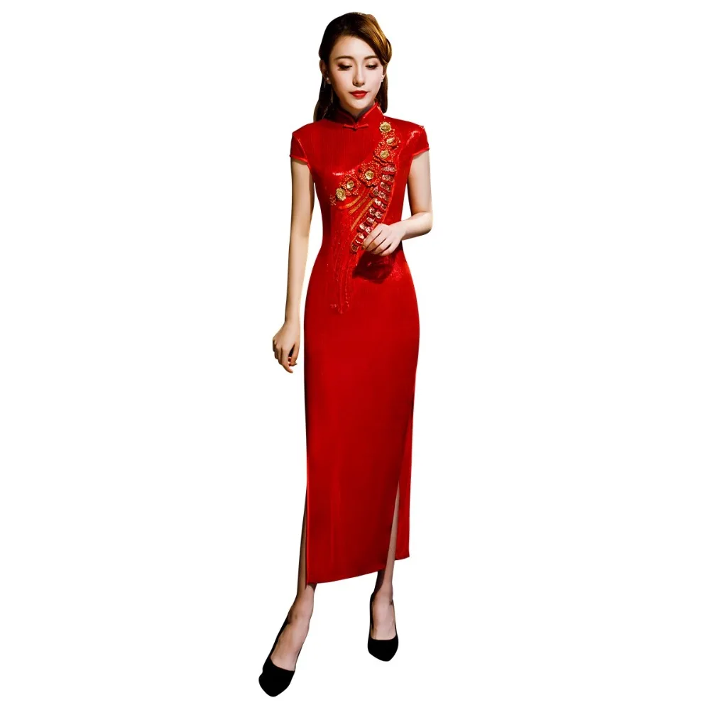 Red Qipao Chinese Traditional dress ...