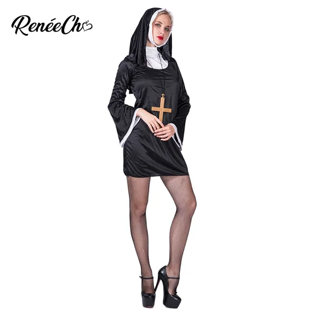 Halloween Costumes For Women Naughty Nun Costume Sexy Black Dress Hood Adult Scary Costume Fantasia Halloween Cosplay Halloween Costumes For Women Naughty Nun Costume Sexy Black Dress Hood Adult Scary Costume Fantasia Halloween Cosplay