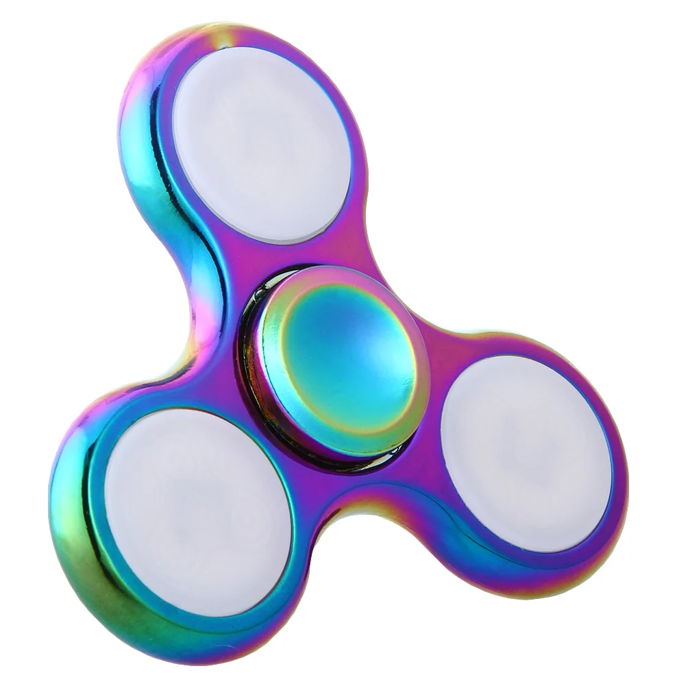 

Rainbow ALL metal Tri-Spinner Fidgets Toy Plastic EDC Sensory Fidget Spinner Funny Anti Stress Toys GLOW in dark For Kids/Adult