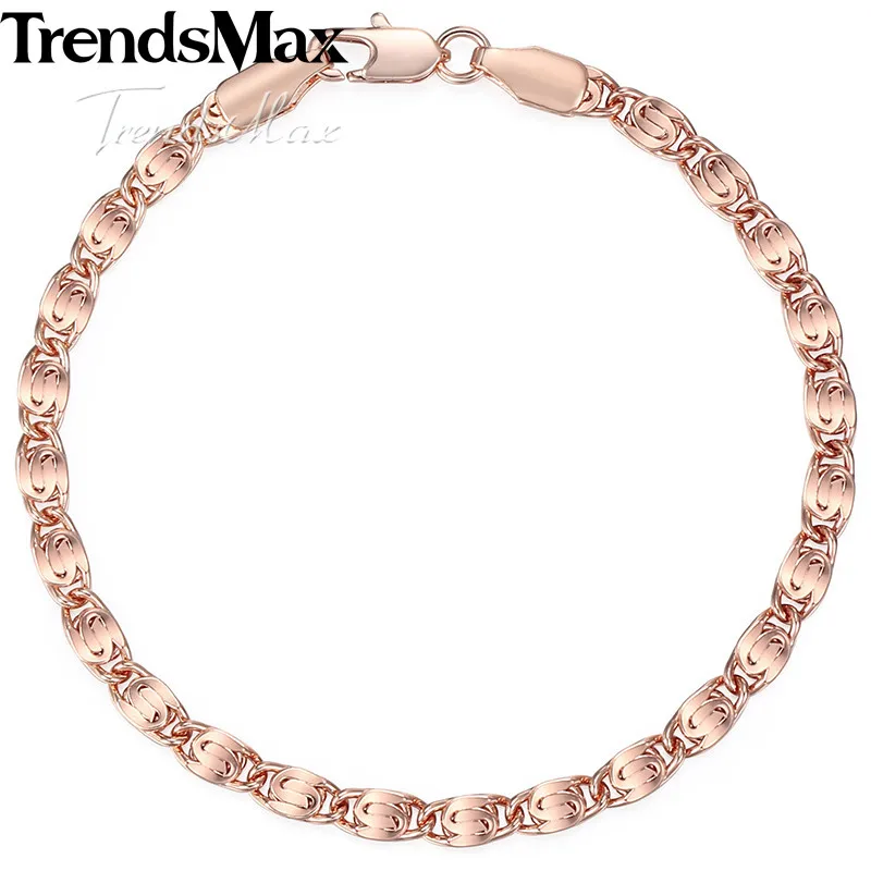 

Trendsmax 585 Rose Gold Yellow White Gold Filled Womens Bracelet Snail Chain 4mm 18cm 20cm 23cm GB263A