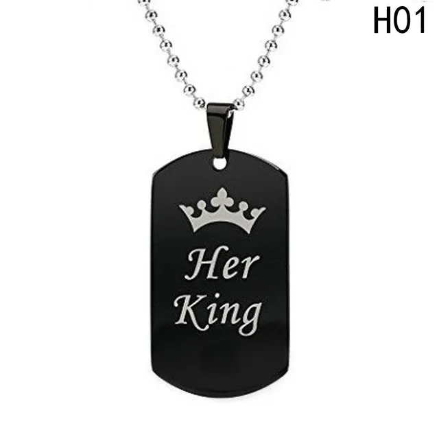 Her King & His Queen Necklaces For Couple Gift Crown Pendant Necklace