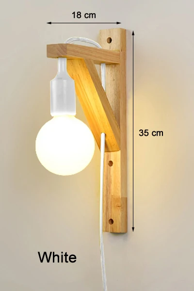 Настенные светильники с кабелем, простой деревянный креативный подвесной светильник из цельного дерева для лестниц, светильник для гостиной, бра, светильники - Цвет абажура: White