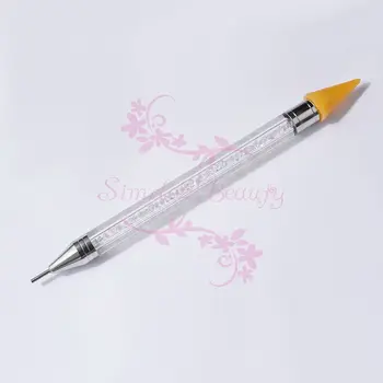

Wholesale 25PCS/LOT Nail Art 2 Ways Dotting Tool Double Head Pen Beads Crystal Rhinestone Picker Wax