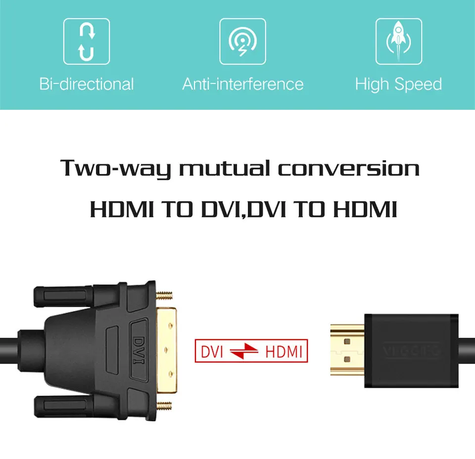 HDMI to DVI Male to 24+1 DVI-D Male Adapter Video Cable Gold Plated 1080Pfor LCD DVD HDTV XBOX Projector High Speed 1m 2m 3m 5m (2)