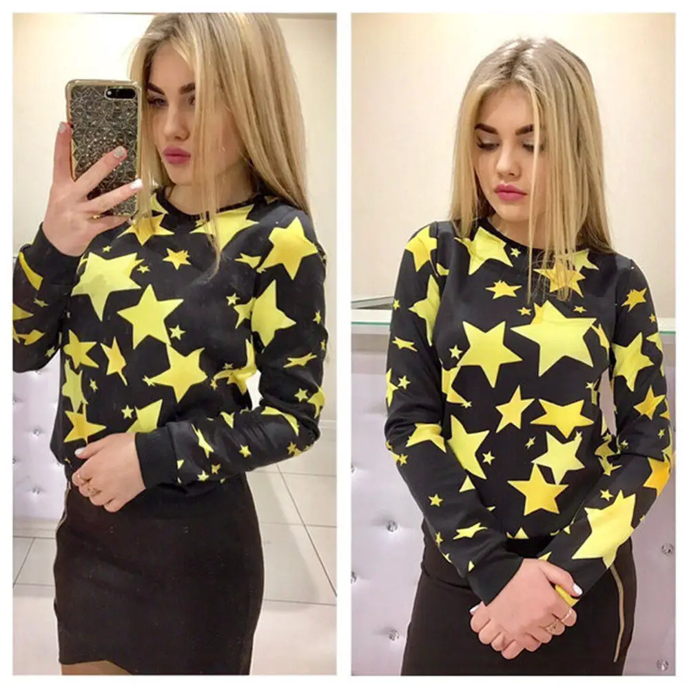 Autumn Spring New Fashion Women Casual Long Sleeve Stars