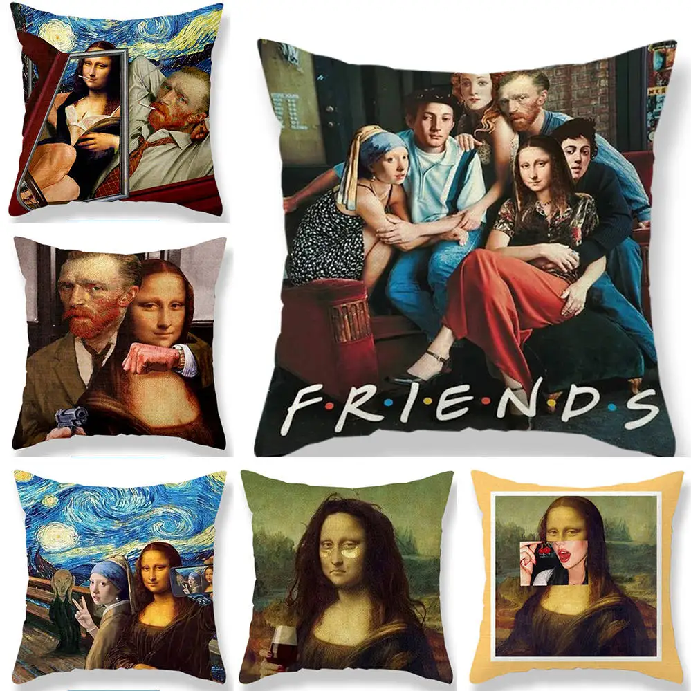 

Funny Van Gogh Home Decorative Flax Pillow Cover Nordic Style Friends Don't Lie Throw Pillow Case Minimalist Pillow Cover