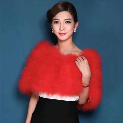 Fashion natural ostrich feather fur bridal wraps wedding accessory