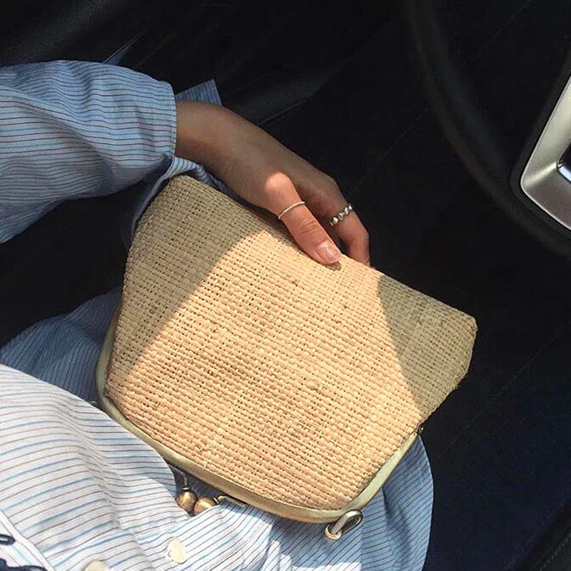Women Holiday Handbag Hot Casual INS Popular Female Straw Bags Mini Ladies Lace Handle Shoulder Bag Handmade Knit Bolsa SS3169 (5)