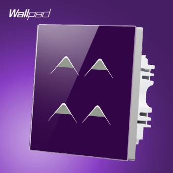 

Smart House Wallpad UK 110V-250V 4 Gang 1 Way Purple Corlor Crystal Glass Home Touch Wall Sensor Switch 220V, Free Shipping