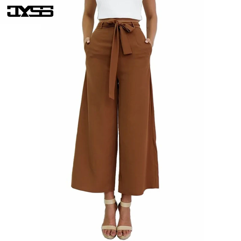 

elegant high waist trousers for women loose street wearing ladies straight pants female cropped trousers with belt 80667#