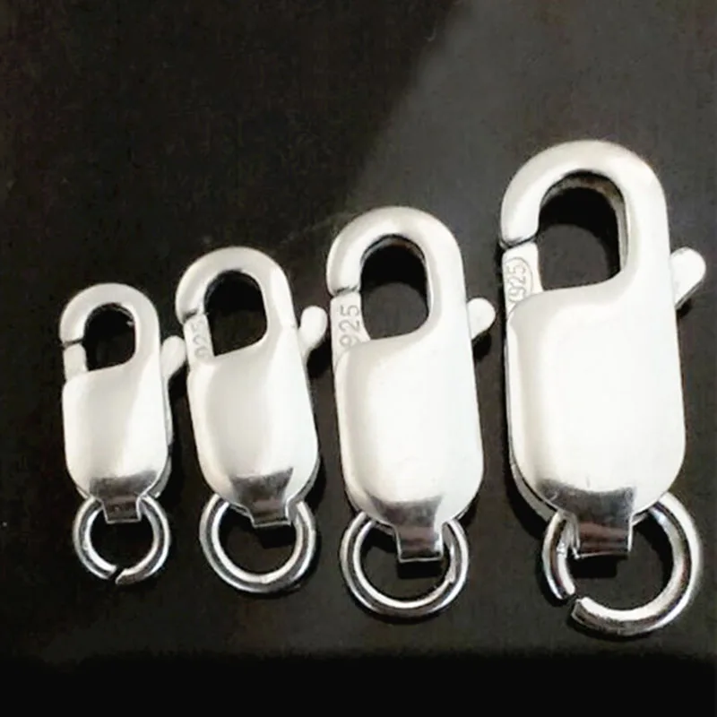 

10PCS Import Pure 925 Sterling Silver Square Clasps Lobster Buckle with Circle Making Jewelry Findings Handmade Accessory Women