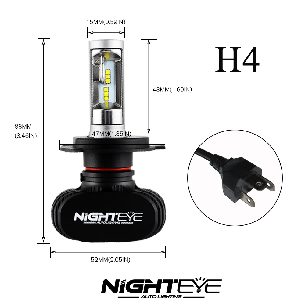 NIGHTEYE 8000лм H4 9003 HB2 комплект автомобильных светодиодных фар Сменные лампы Hi/Lo луч Автомобильный светодиодный фары