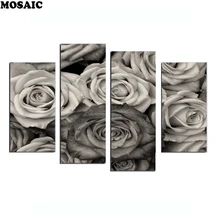 4 шт. алмазная живопись фотографии на заказ полная квадратная Картинка из страз Алмазная Вышивка Роза цветок домашний Декор подарок