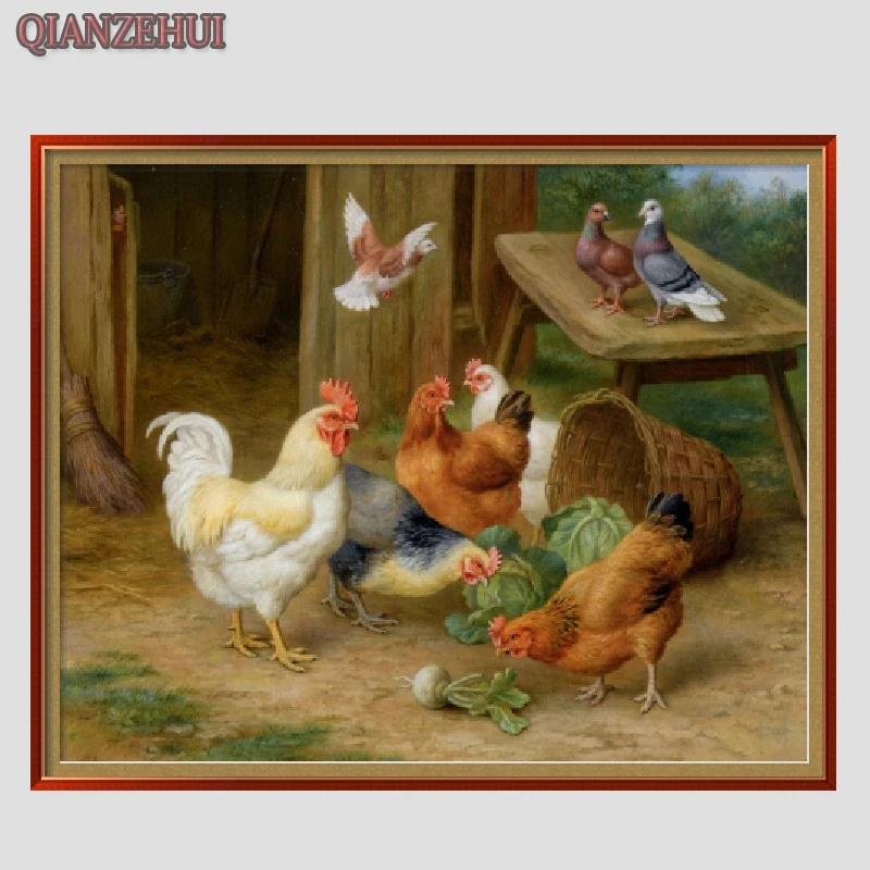 QIANZEHUI DIY Rhinestone plastic crafts diamond painting Rooster animal series full embroidery | Дом и сад