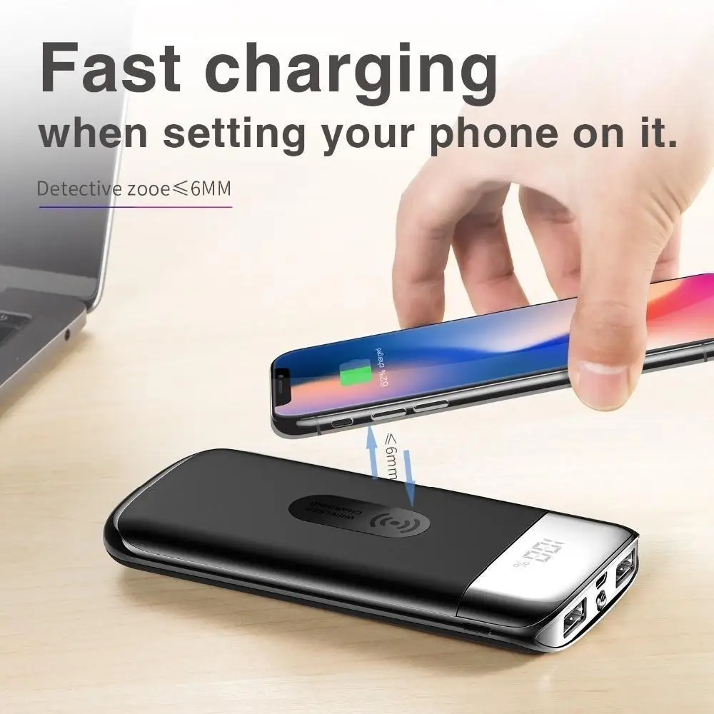 

Wireless Charging 30000mah Power Bank External Battery Charger Pack Powerbank Portable QI Fast Charging for iPhone XS Max Xiaomi