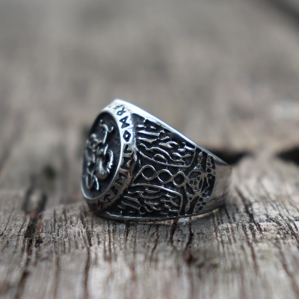 Мужское кольцо викингов EYHIMD Norse Futhark Rune Скандинавское ювелирное изделие из