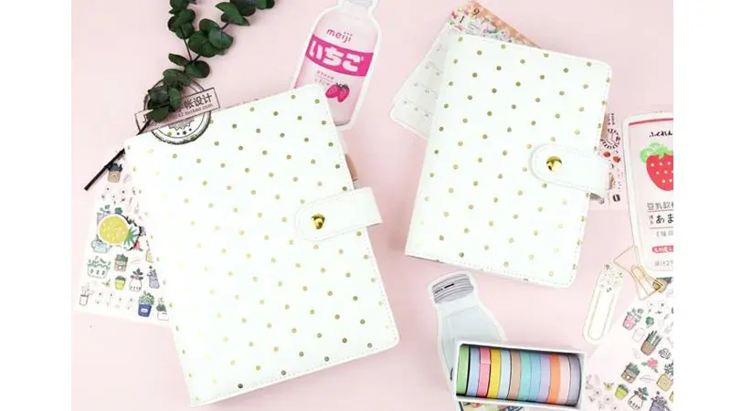 Onda de Ouro Yiwi Bonito Polka Ponto Espiral Branco Notebook a5 a6 Tamanho Diário Planejador Núcleo Interior Faça Você Mesmo Caderno 2019 2 2019 yiwi bonito polka ponto onda de