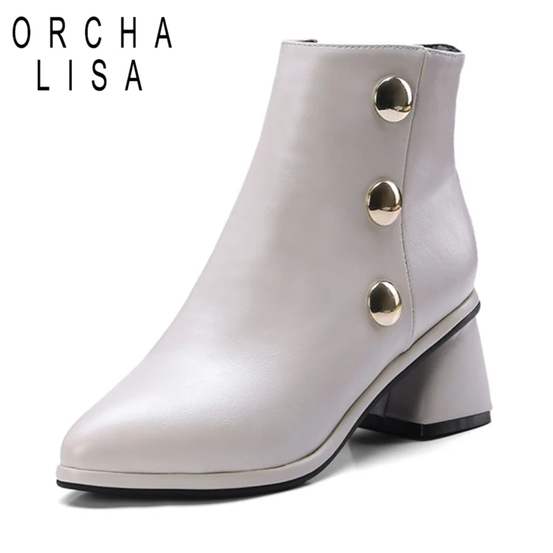 

ORCHA LISA Winter Warm Plush Ankle Boots Shoes Woman Zip Ring Winter Boots for Woman Sexy Cool Female Botties Botas Mujer C863
