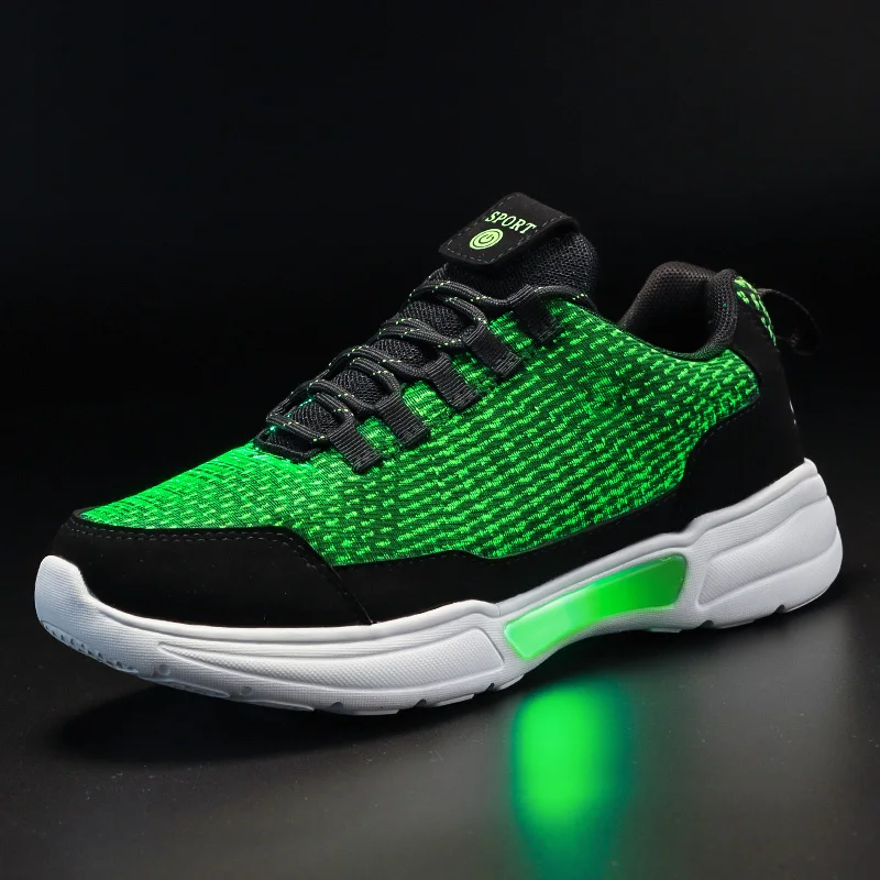 Tío Jerry nuevo LED de fibra óptica zapatos para los muchachos de las muchachas de las mujeres de los hombres de carga USB Luz de zapatos para adultos brillante correr zapatillas de deporte - 1