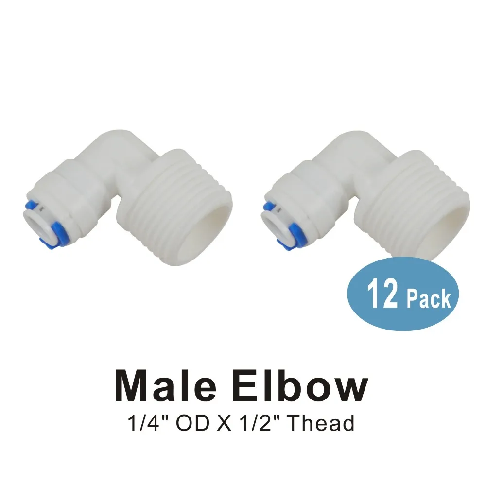 Локоть адаптера 1/2 &quotрезьба штекер x 1/4&quot OD быстрое соединение QC RO System фитинги 12