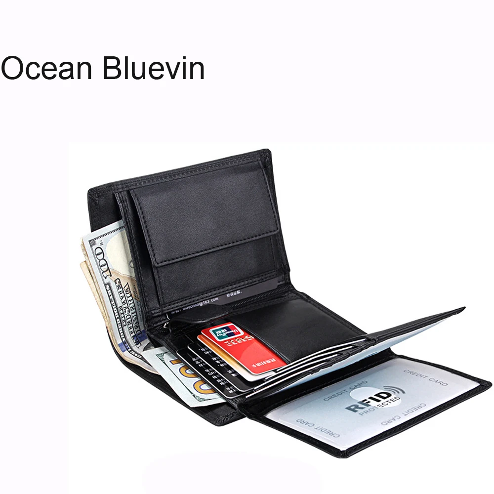 OCEAN BLUEVIN Men's Anti theft Brush Anti RFID Leather Men's Wallet