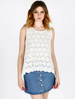 

Camisole perforated with embroidery-white