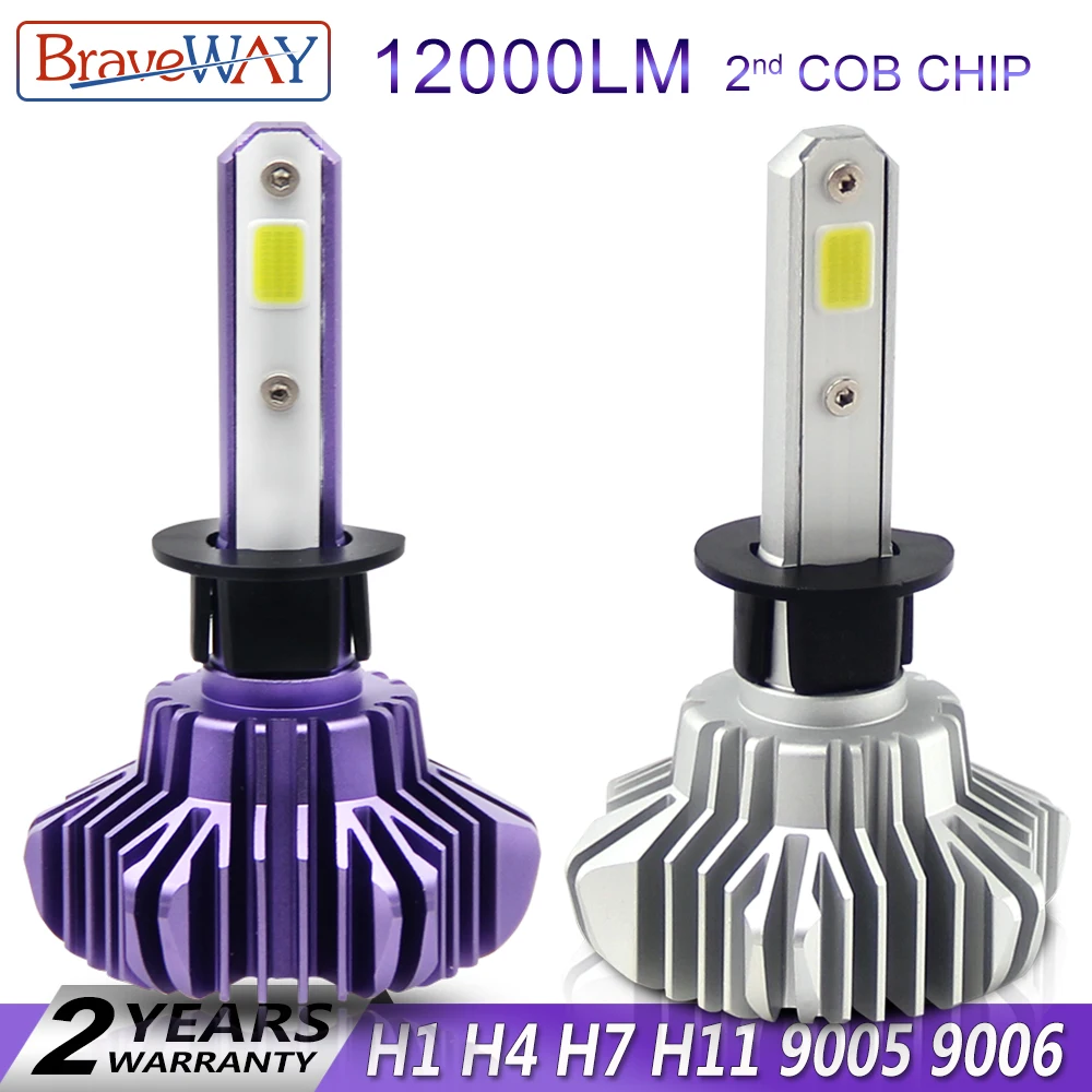 

BraveWay LED Light Bulbs for Car Led Headlight H11 Light Lamp H1 H7 Led 80W Canbus H4 HB3/9005 BH4/9006 12000LM 12V H7 Bulbs H1