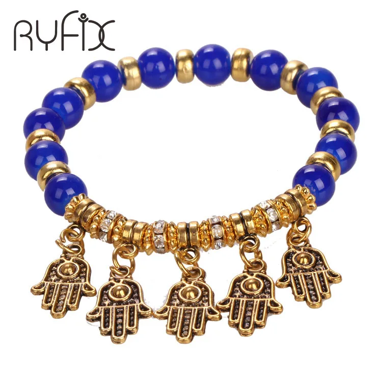 new fashion gold evil eye blue bead Hamsa bracelet charm trendy