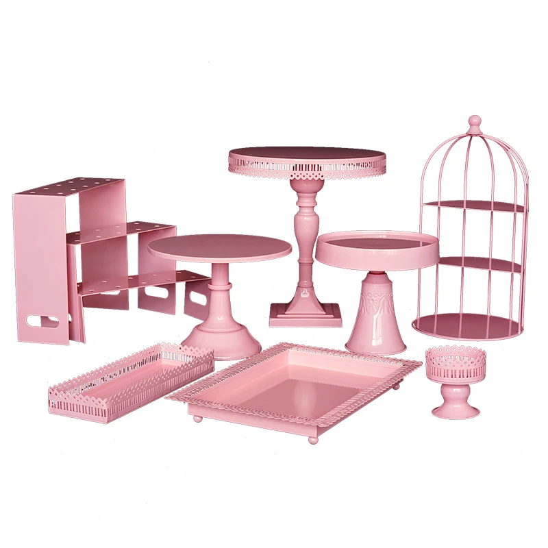 

Baby girl shower cake stand set Sakura Pink cupcake holder cake tray dessert table cake pops supplier fitting