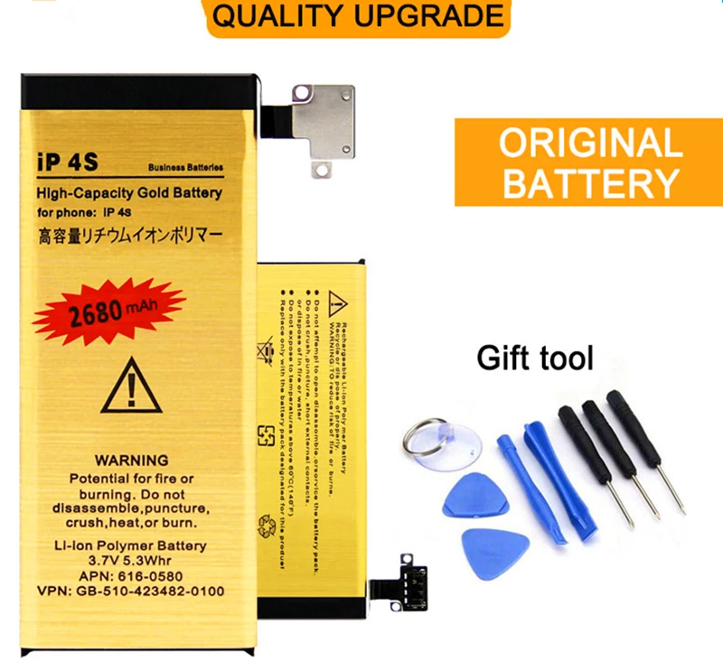 2017 best New High Capacity For Apple iPhone 4S battery Replacement Genuine 0 Cycle gold Battery