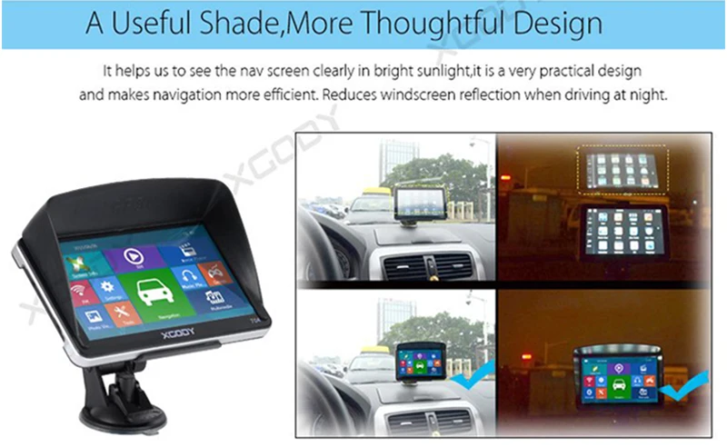 Xgody gps Navigation Truck Car GPS Navigator 128+8GB 7 inch Europa FM Bluetooth Rearview Camera Optional Sat nav Map Free Update