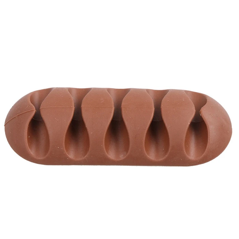 Brown Bakeey 5 слотов липкий силиконовый Desktop наушники USB организатор кабель Управление держатели мини пять пористых телефон данных кабель стоит - Цвет: Brown
