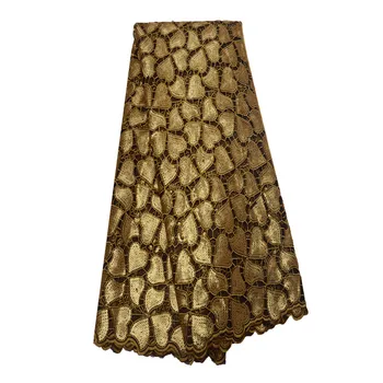 

Latest African Lace Fabics Gold French Lace Fabric Nigeria Wedding Bridal Organza High Quality Lace Fabric X817-3